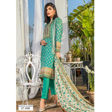 Three Star Printed Lawn 3 Pcs Un-Stitched Suit Vol 3 - 7-B, Women, 3Pcs Shalwar Suit, Al-Dawood Textiles, Chase Value
