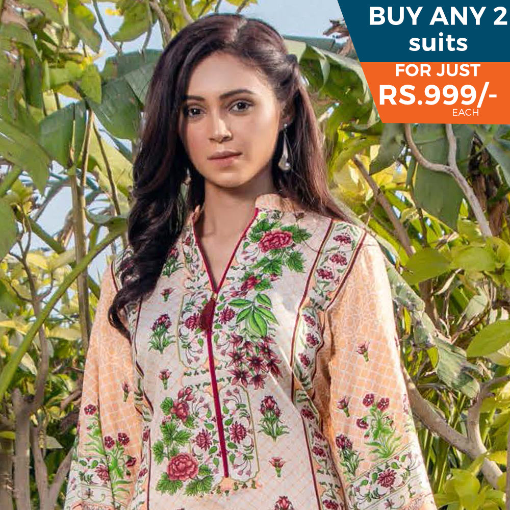 Three Star Printed Lawn 3 Pcs Un-Stitched Suit Vol 3 - 8-A, Women, 3Pcs Shalwar Suit, Al Dawood Textiles, Chase Value