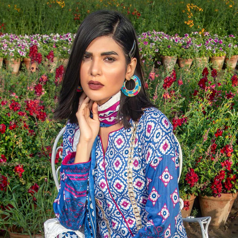 Three Star Printed Lawn 3 Pcs Un-Stitched Suit Vol 3 - 9-A, Women, 3Pcs Shalwar Suit, Al-Dawood Textiles, Chase Value