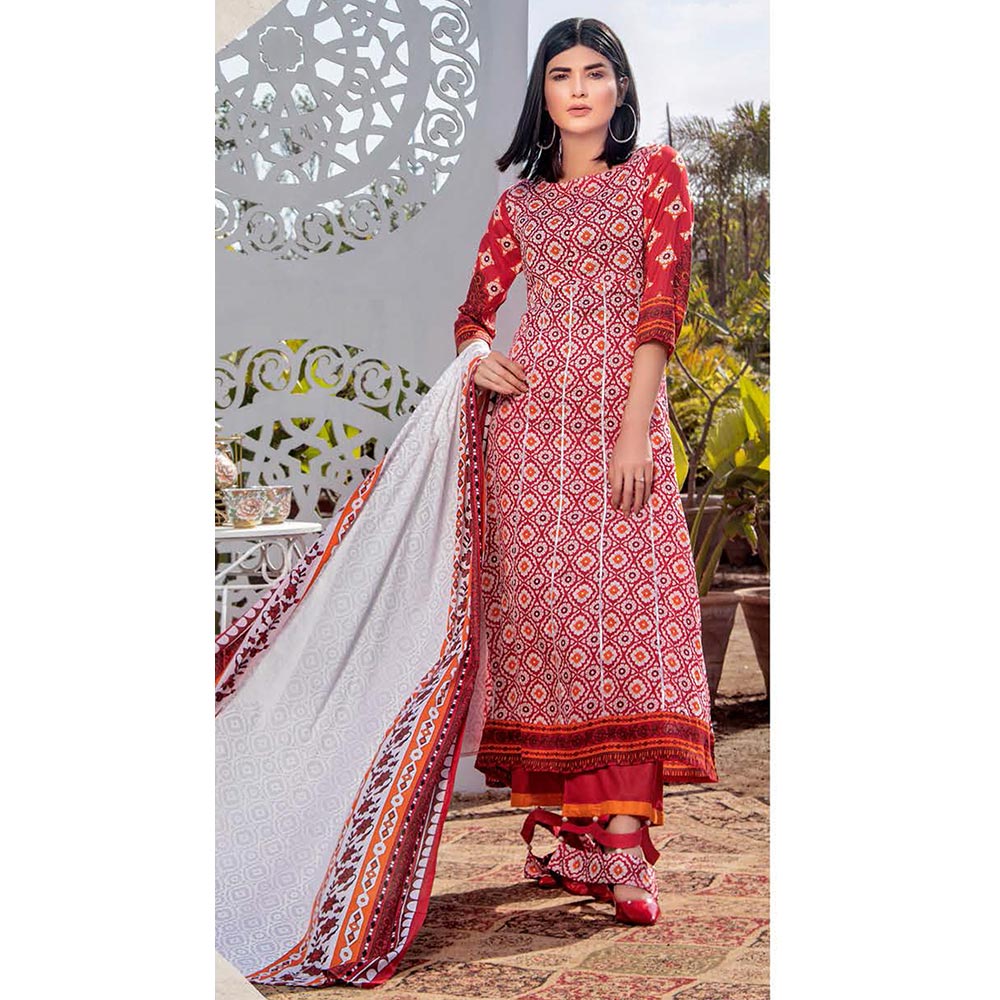 Three Star Printed Lawn 3 Pcs Un-Stitched Suit Vol 3 - 9-B, Women, 3Pcs Shalwar Suit, Al Dawood Textiles, Chase Value