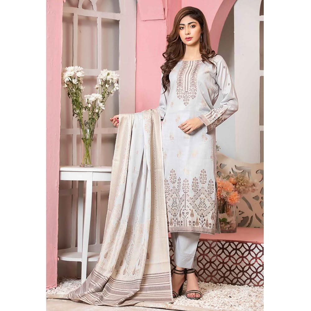 GUL E BAHAR Jacquard Banarsi Lawn 3 Pcs Un-Stitched Suit Vol 2 - 5, Women, 3Pcs Shalwar Suit, Rana Arts, Chase Value