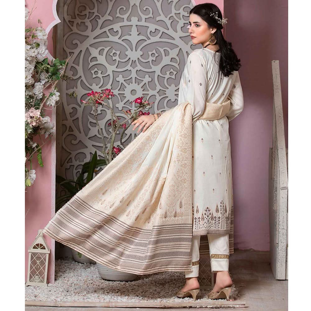 GUL E BAHAR Jacquard Banarsi Lawn 3 Pcs Un-Stitched Suit Vol 2 - 10, Women, 3Pcs Shalwar Suit, Rana Arts, Chase Value
