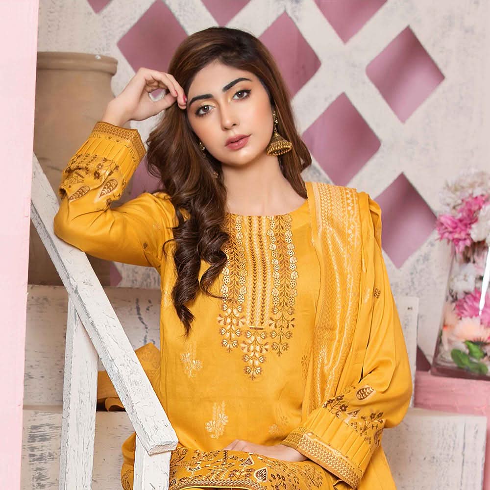 GUL E BAHAR Jacquard Banarsi Lawn 3 Pcs Un-Stitched Suit Vol 2 - 1, Women, 3Pcs Shalwar Suit, Rana Arts, Chase Value