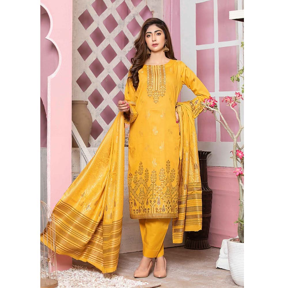 GUL E BAHAR Jacquard Banarsi Lawn 3 Pcs Un-Stitched Suit Vol 2 - 1, Women, 3Pcs Shalwar Suit, Rana Arts, Chase Value