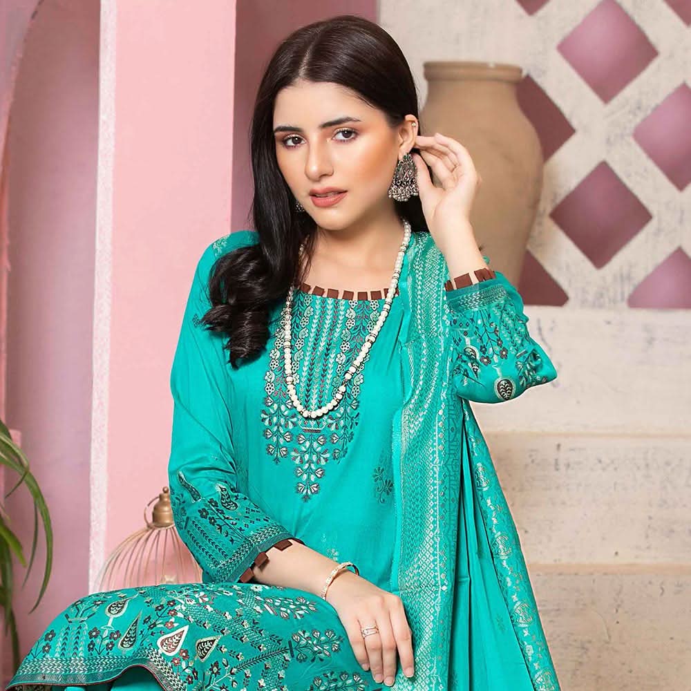 GUL E BAHAR Jacquard Banarsi Lawn 3 Pcs Un-Stitched Suit Vol 2 - 2, Women, 3Pcs Shalwar Suit, Rana Arts, Chase Value