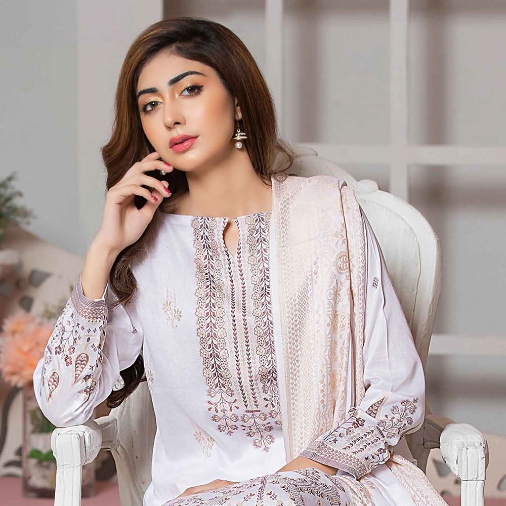 GUL E BAHAR Jacquard Banarsi Lawn 3 Pcs Un-Stitched Suit Vol 2 - 3, Women, 3Pcs Shalwar Suit, Rana Arts, Chase Value
