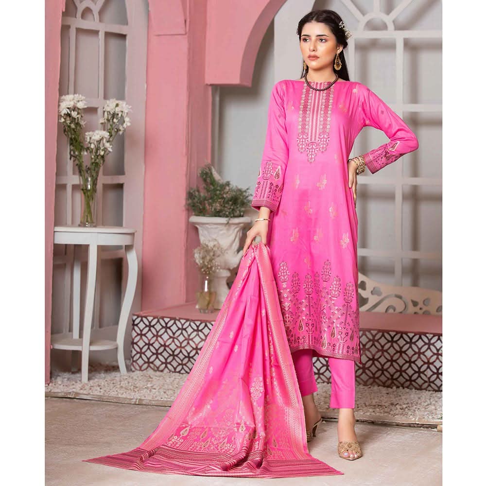 GUL E BAHAR Jacquard Banarsi Lawn 3 Pcs Un-Stitched Suit Vol 2 - 4, Women, 3Pcs Shalwar Suit, Rana Arts, Chase Value