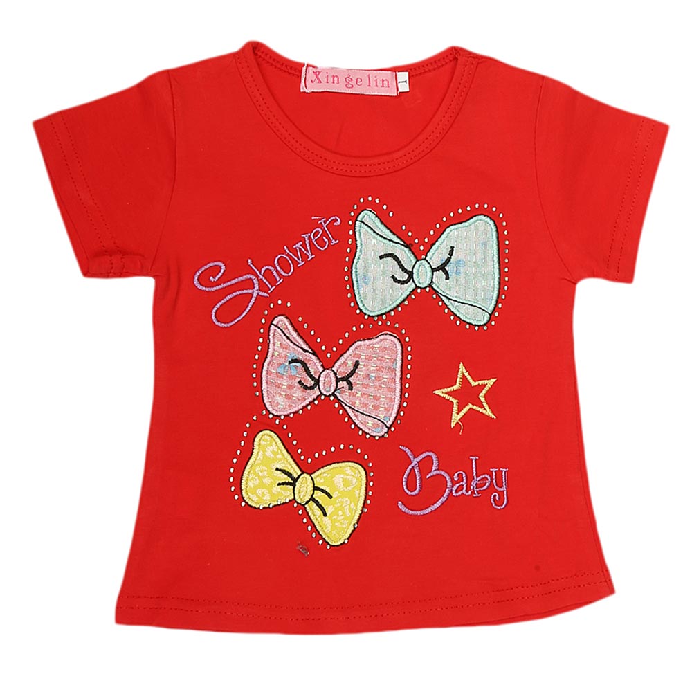 Newborn Girls T-Shirt - Red, Kids, NB Girls T-Shirts, Chase Value, Chase Value
