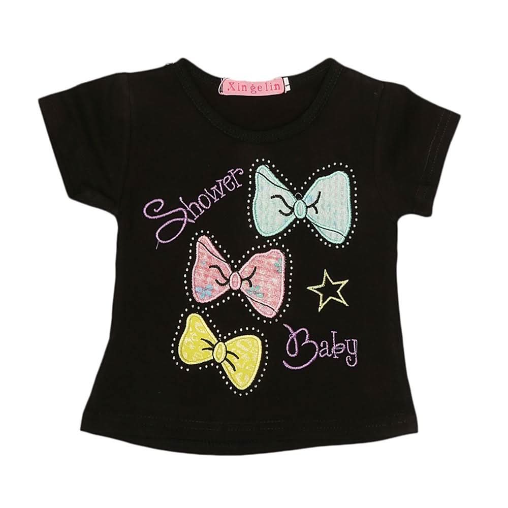 Newborn Girls T-Shirt - Black, Kids, NB Girls T-Shirts, Chase Value, Chase Value