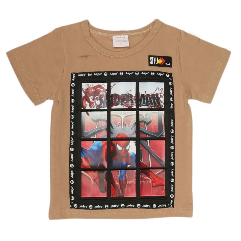 Boys Half Sleeves T-Shirt - Beige, Kids, Boys T-Shirts, Chase Value, Chase Value