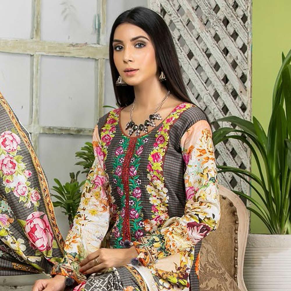 Zarang Embroidered Cotton 3 Piece Un-Stitched Suit - SR2210, Women, 3Pcs Shalwar Suit, Rana Arts, Chase Value