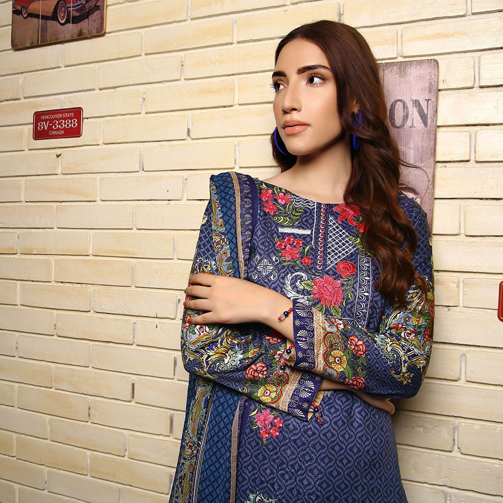 RA LE ROYAL Viscose Jacquard Printed & Embroidered 3 Pcs Un-Stitched Suit - SR-2823, Women, 3Pcs Shalwar Suit, Rana Arts, Chase Value