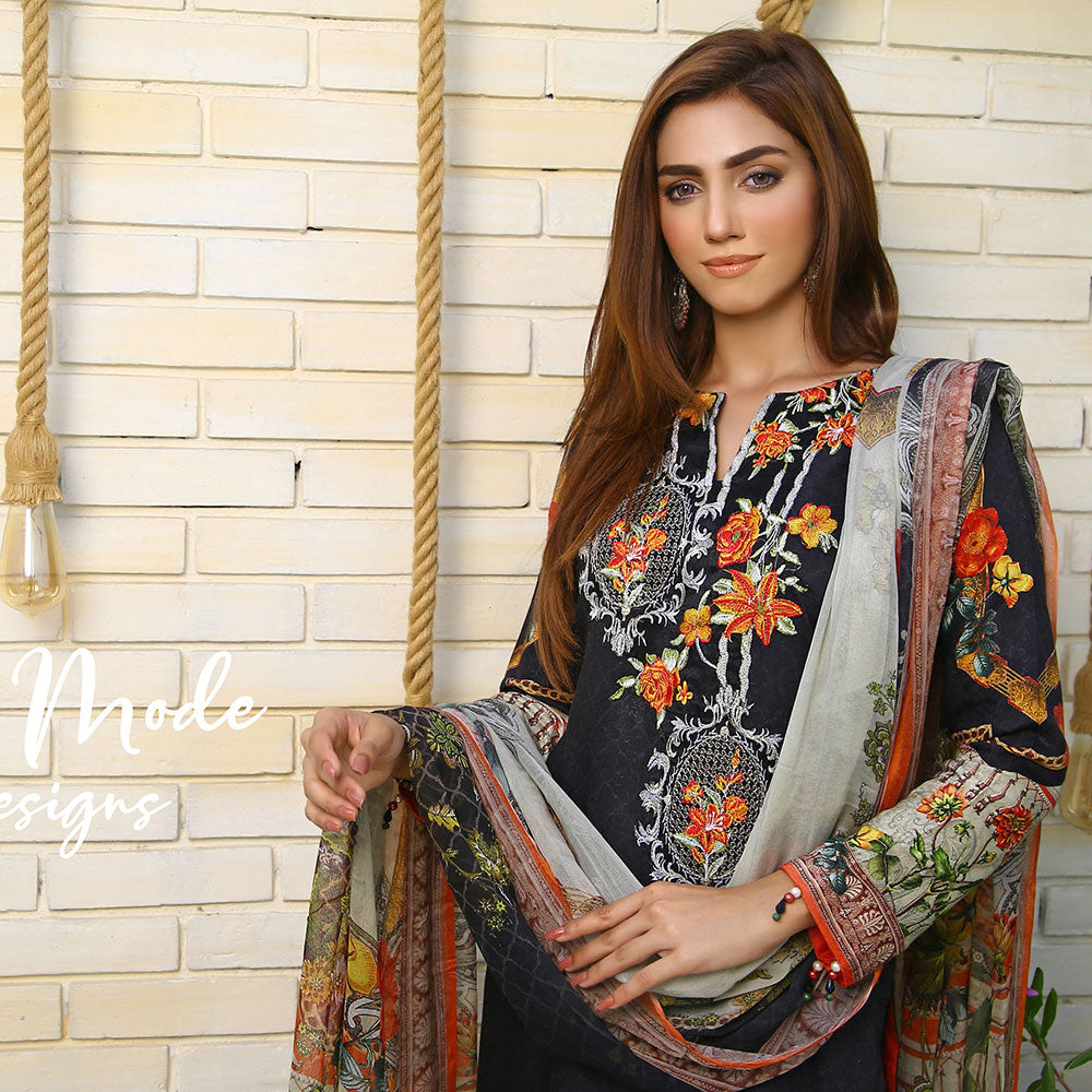 RA LE ROYAL Viscose Jacquard Printed & Embroidered 3 Pcs Un-Stitched Suit - SR-2826, Women, 3Pcs Shalwar Suit, Rana Arts, Chase Value