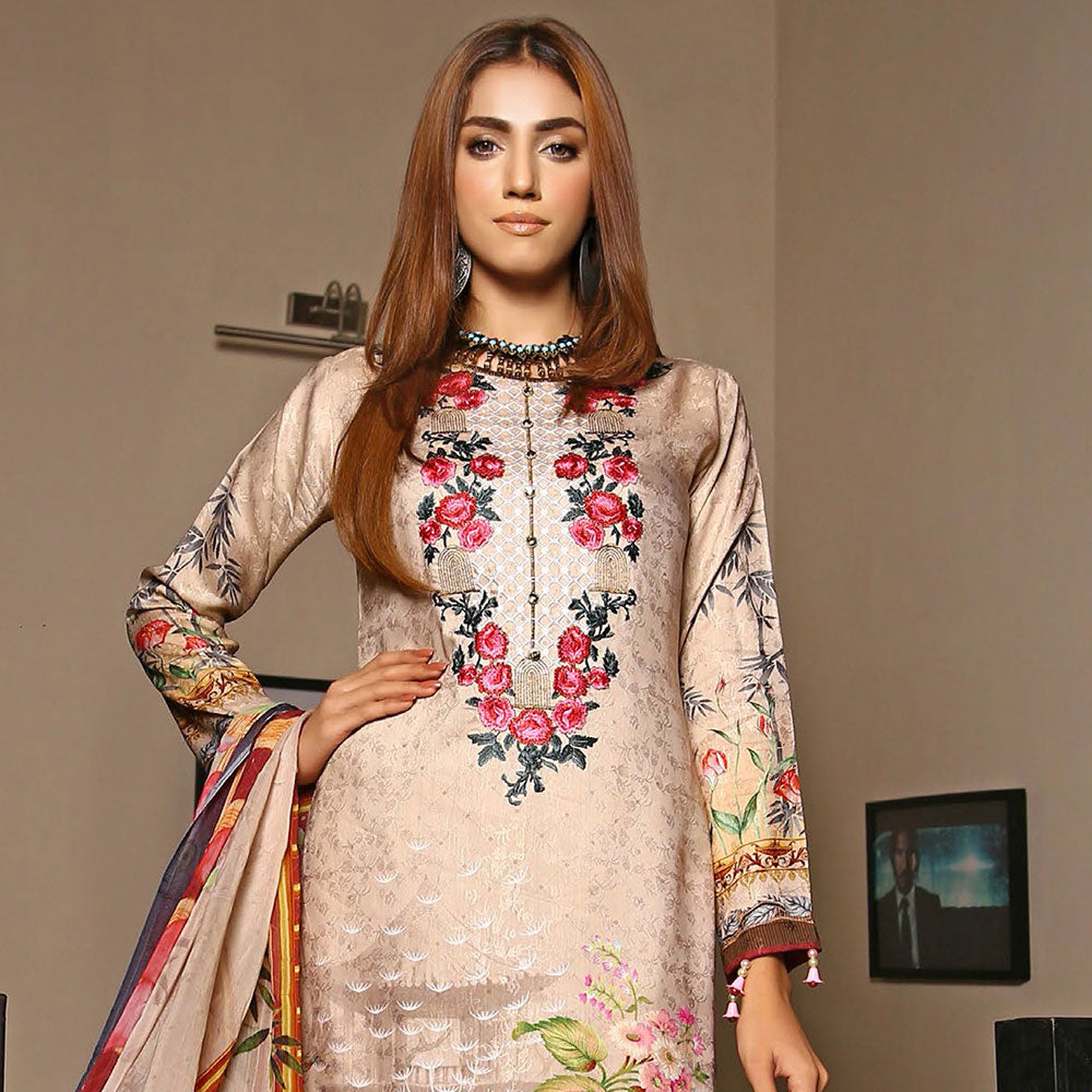 RA LE ROYAL Viscose Jacquard Printed & Embroidered 3 Pcs Un-Stitched Suit - SR-2827, Women, 3Pcs Shalwar Suit, Rana Arts, Chase Value