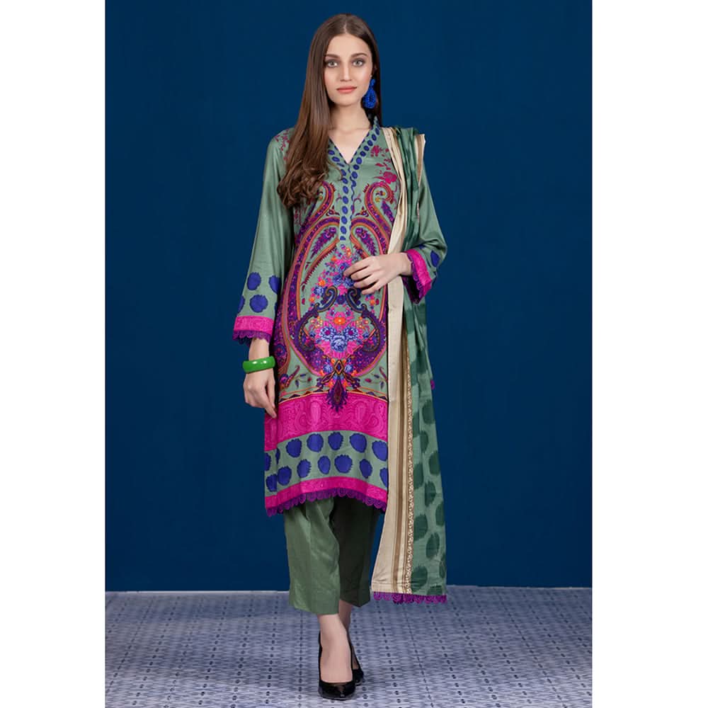 Sahil  Printed Linen Un-Stitched 3 Pcs Suit V-2 - 4, Women, 3Pcs Shalwar Suit, Sahil, Chase Value