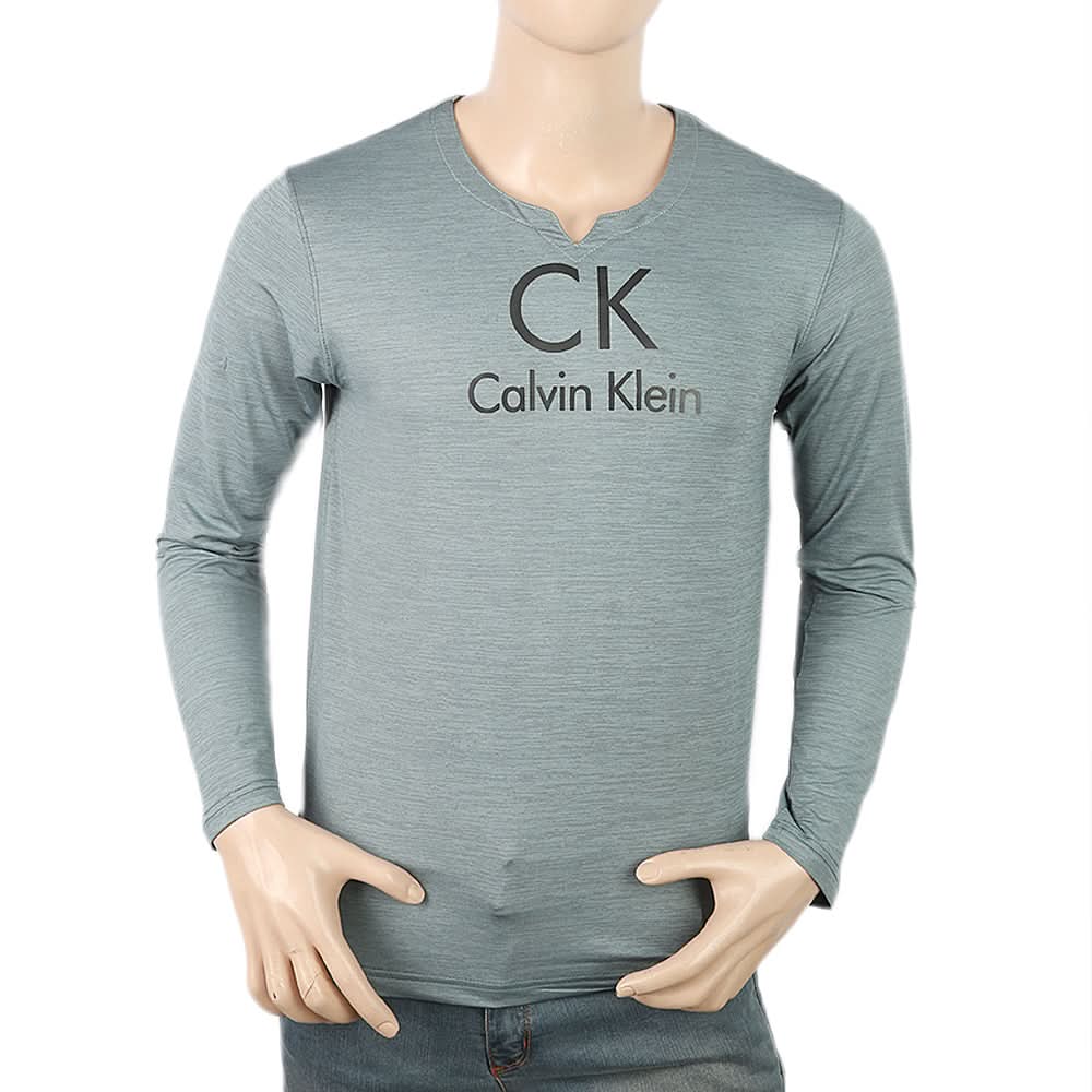 Men's Full Sleeves Round Neck Lycra Printed T-Shirt - Sea Green, Men, T-Shirts And Polos, Chase Value, Chase Value