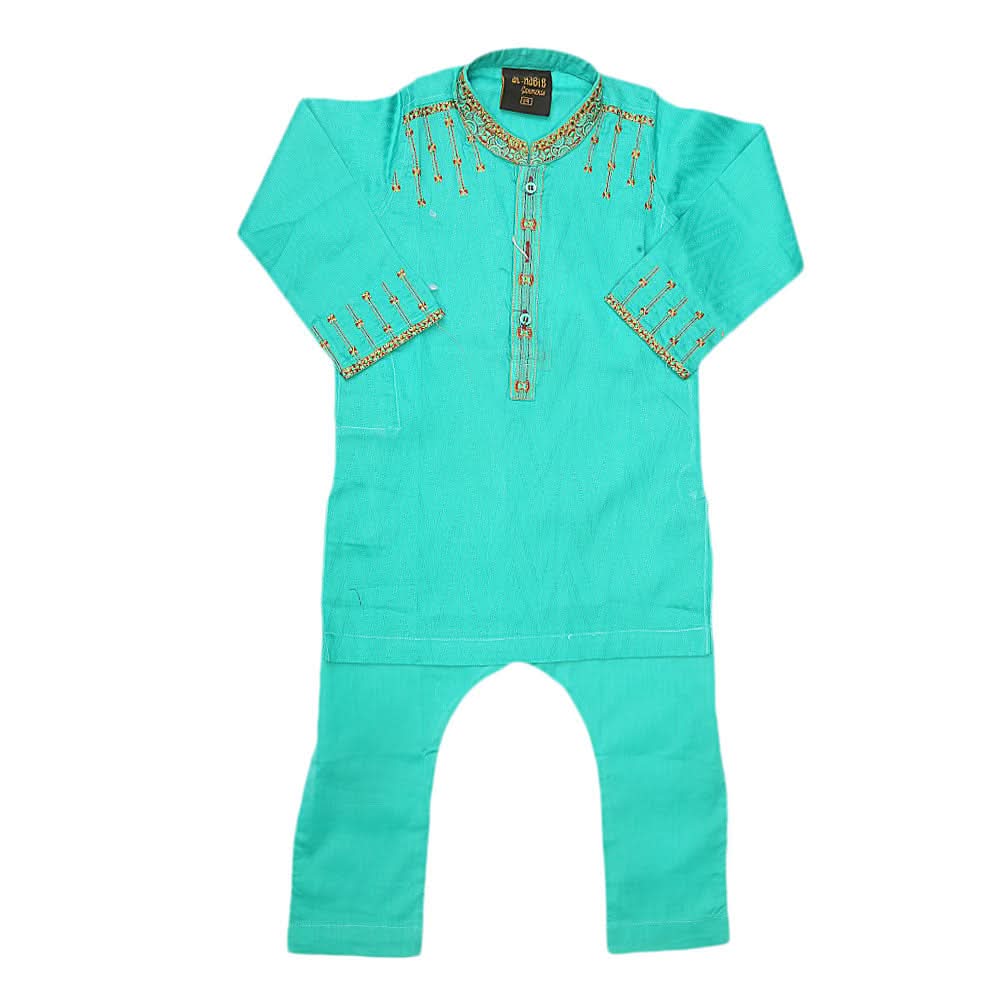 Boys Embroidered Kurta Shalwar Suit - Sea Green, Kids, Boys Shalwar Kameez, Chase Value, Chase Value