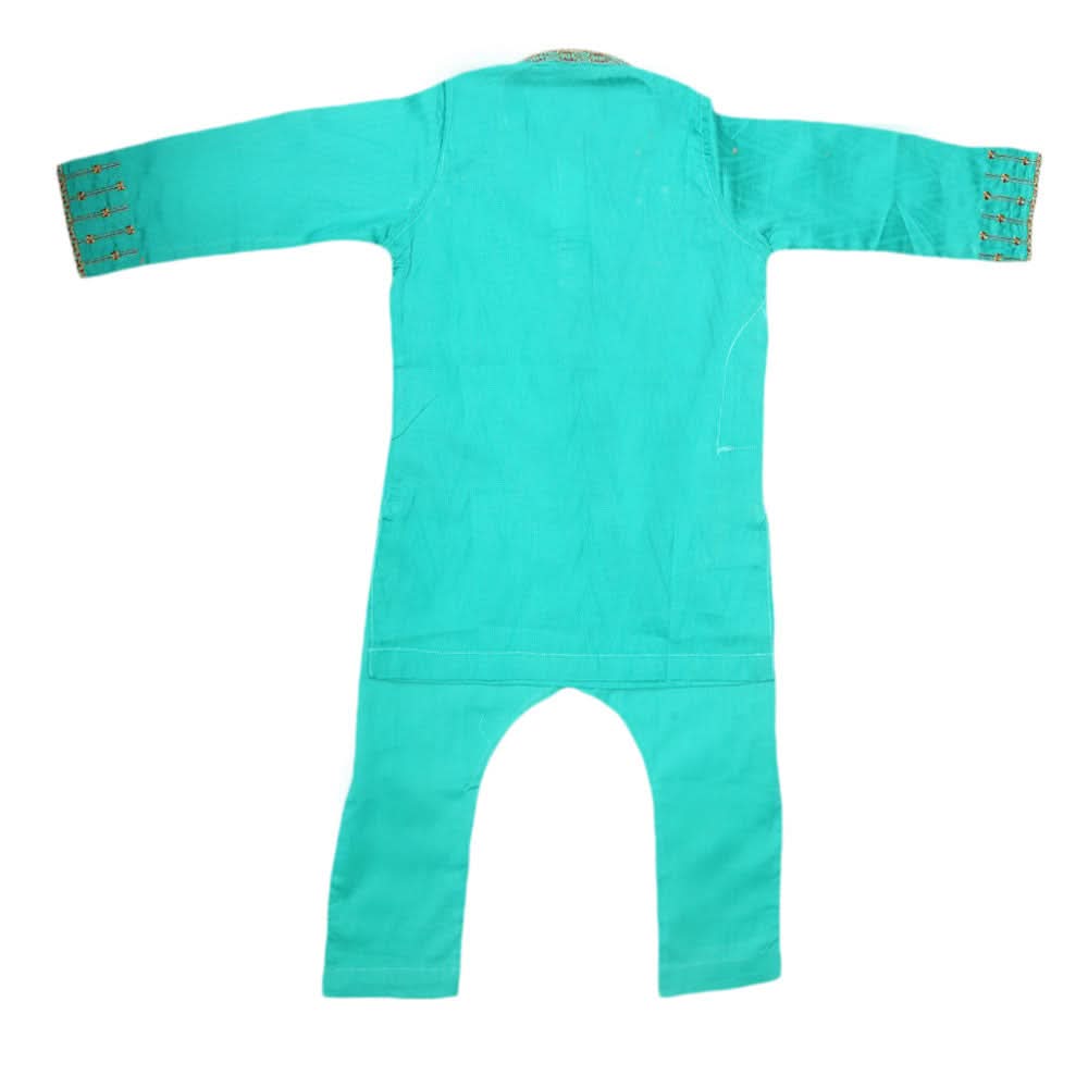 Boys Embroidered Kurta Shalwar Suit - Sea Green, Kids, Boys Shalwar Kameez, Chase Value, Chase Value