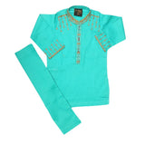 Boys Embroidered Kurta Shalwar Suit - Sea Green, Kids, Boys Shalwar Kameez, Chase Value, Chase Value