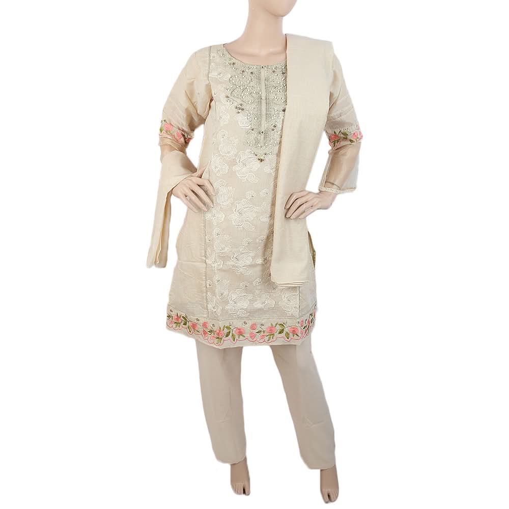Women's Embroidered Fancy 3Pcs Suit - Skin, Women, Shalwar Suits, Chase Value, Chase Value