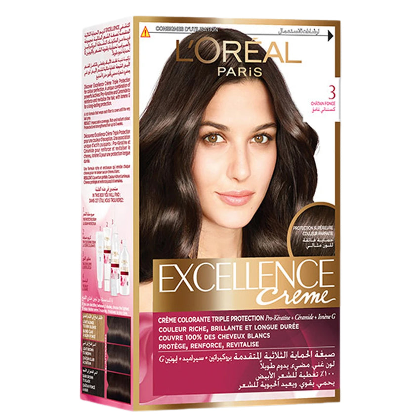 Loreal Paris Excellence Creme 3 Brown, Beauty & Personal Care, Hair Colour, L'Oreal, Chase Value