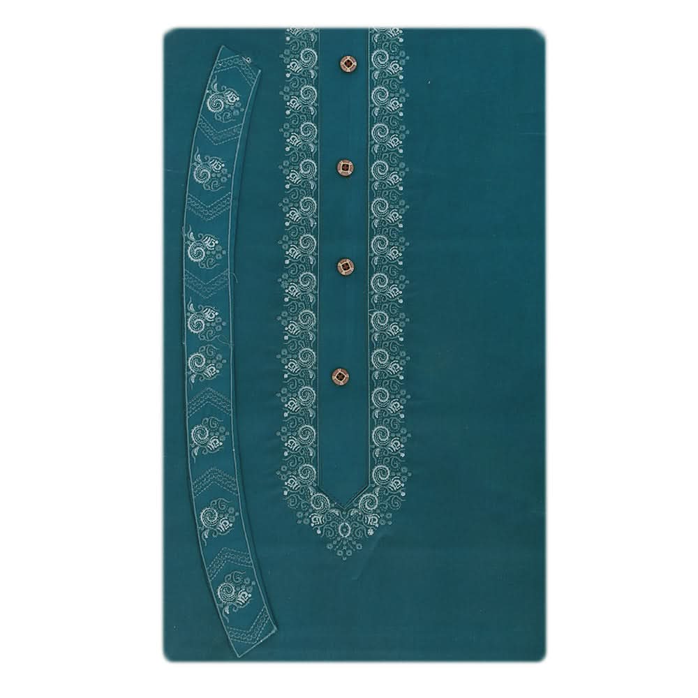 Men's Mashriq Embroidered Un-Stitched Suit - Steel-Green, Men, Unstitched Fabric, Chase Value, Chase Value