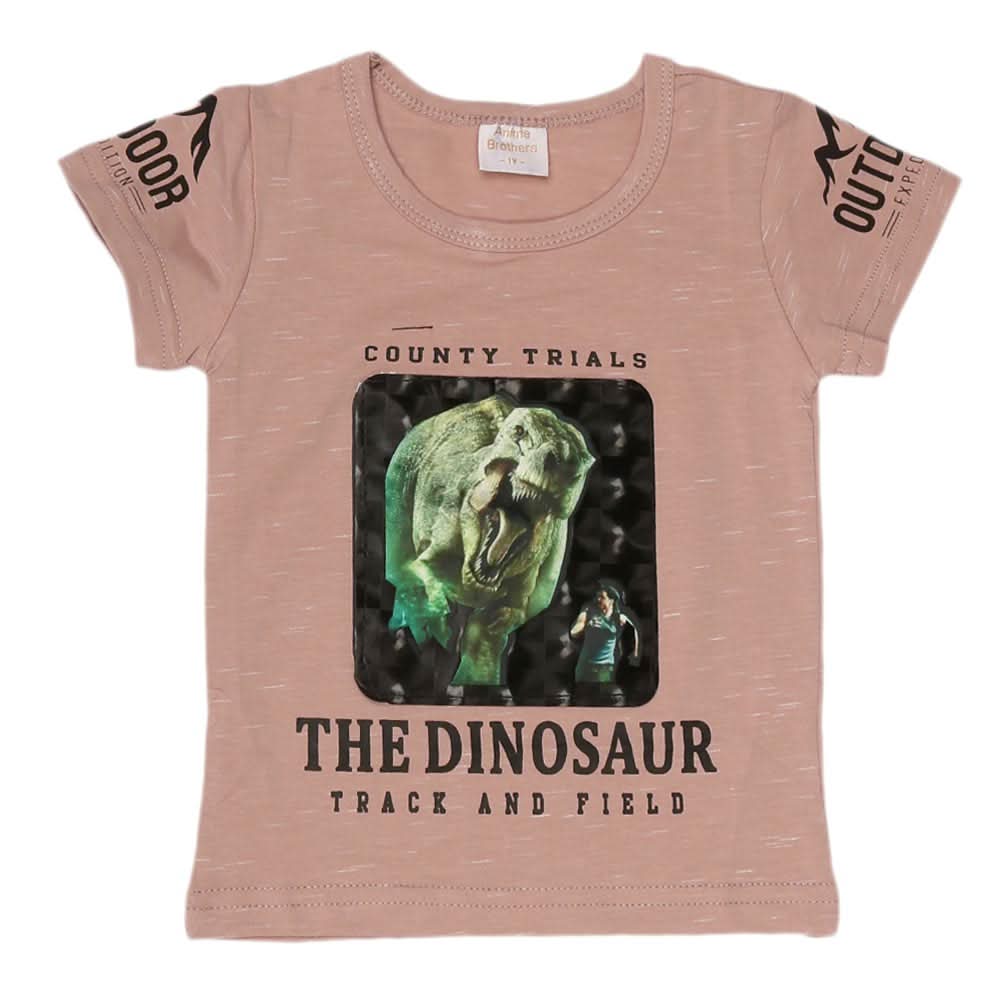 Boys Half Sleeves T-Shirt - Beige, Kids, Boys T-Shirts, Chase Value, Chase Value