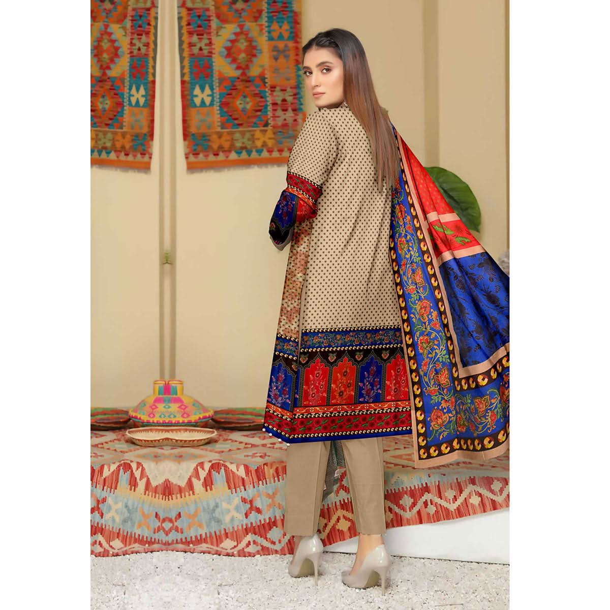 Tehzeeb Digital Printed Cambric 3Pcs Unstitched Suit V1 - 1, Women, 3Pcs Shalwar Suit, Ulfat Textile, Chase Value