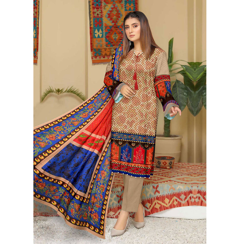 Tehzeeb Digital Printed Cambric 3Pcs Unstitched Suit V1 - 1, Women, 3Pcs Shalwar Suit, Ulfat Textile, Chase Value