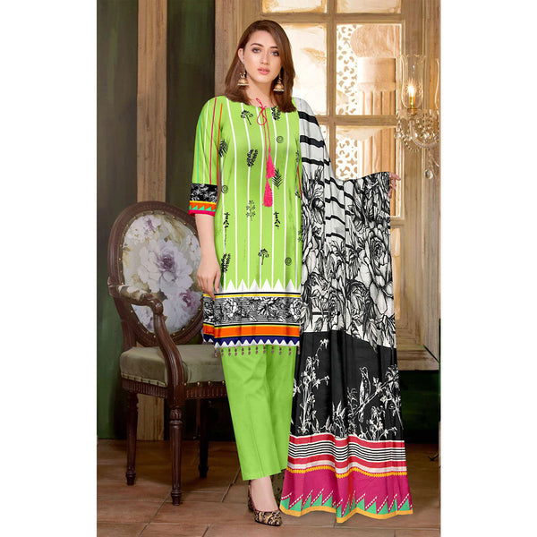 Tehzeeb Digital Printed Cambric 3Pcs Unstitched Suit V1 - 4, Women, 3Pcs Shalwar Suit, Ulfat Textile, Chase Value