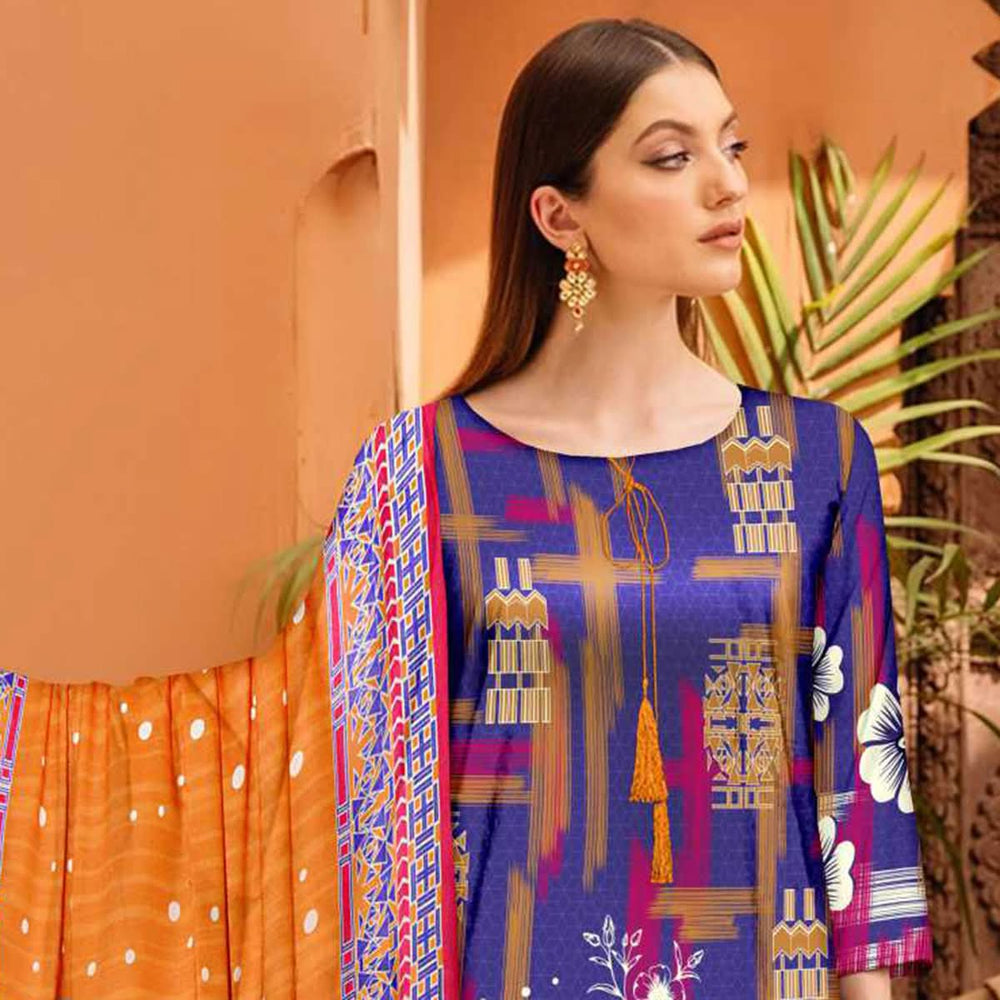 Tehzeeb Digital Printed Cambric 3Pcs Unstitched Suit V1 - 8, Women, 3Pcs Shalwar Suit, Ulfat Textile, Chase Value