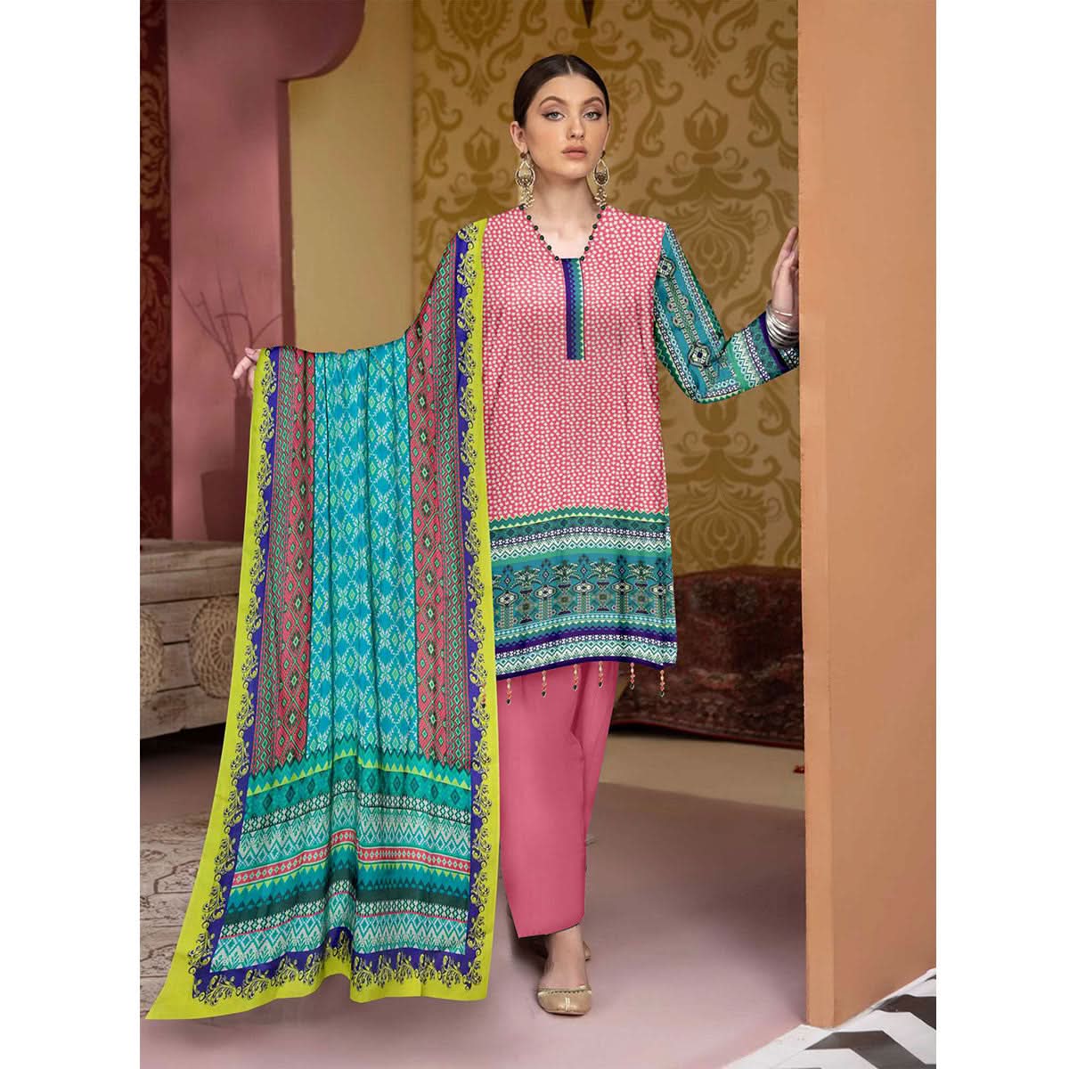 Tehzeeb Digital Printed Cambric 3Pcs Unstitched Suit V1 - 9, Women, 3Pcs Shalwar Suit, Ulfat Textile, Chase Value