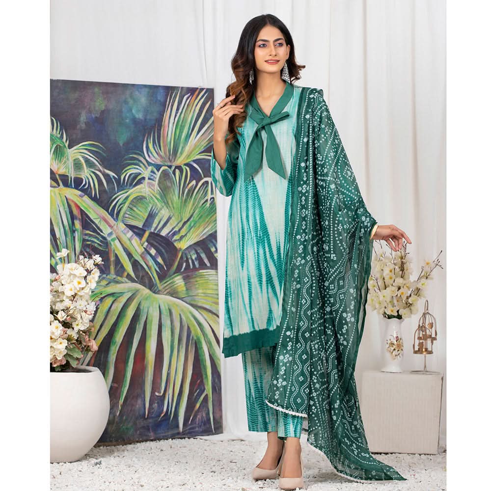 TIE & DYE Printed Cotton 3 Pcs Un-Stitched Suit - 5, Women, 3Pcs Shalwar Suit, ZS Textiles, Chase Value