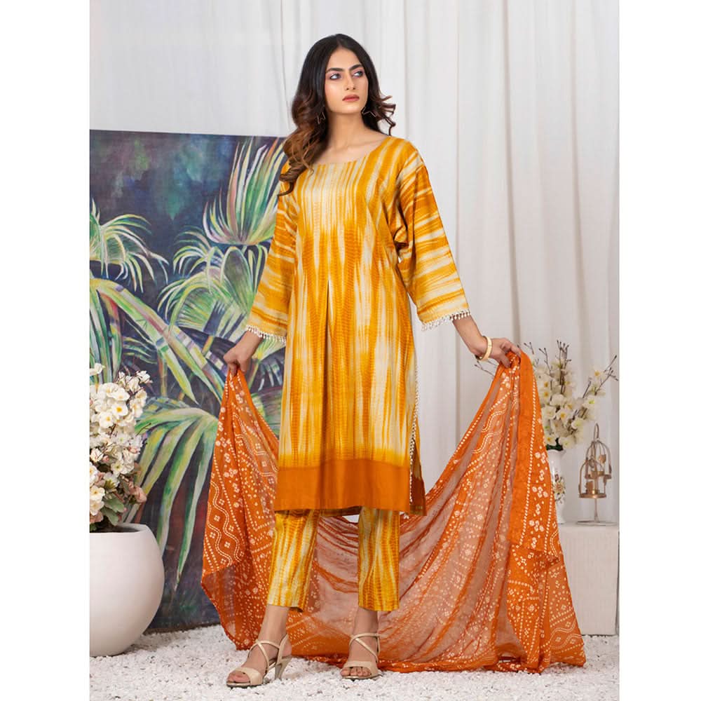 TIE & DYE Printed Cotton 3 Pcs Un-Stitched Suit - 6, Women, 3Pcs Shalwar Suit, ZS Textiles, Chase Value