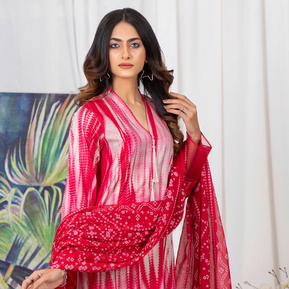 TIE & DYE Printed Cotton 3 Pcs Un-Stitched Suit - 7, Women, 3Pcs Shalwar Suit, ZS Textiles, Chase Value