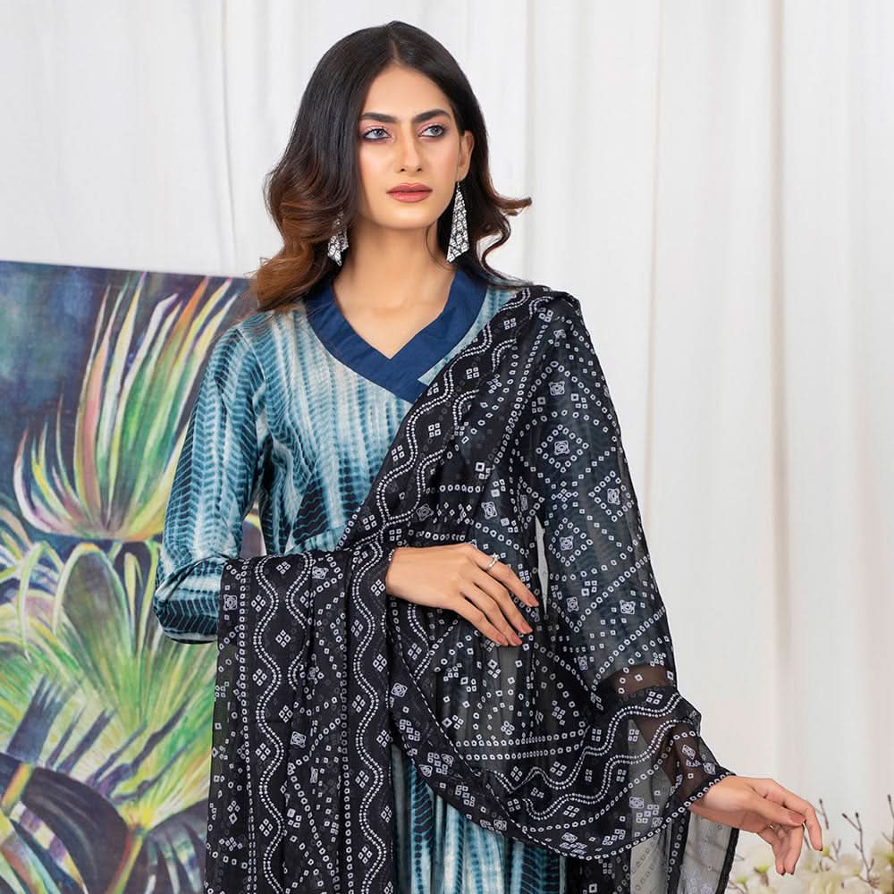 TIE & DYE Printed Cotton 3 Pcs Un-Stitched Suit - 4, Women, 3Pcs Shalwar Suit, ZS Textiles, Chase Value