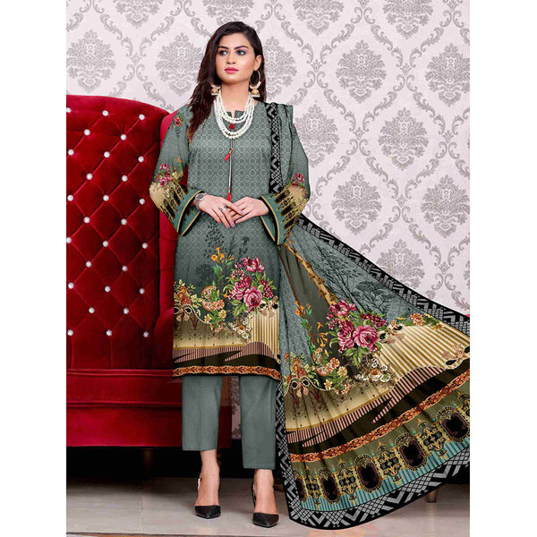 SAQAFAT Twill Digital Printed 3 Pcs Un-Stitched Suit - 2, Women, 3Pcs Shalwar Suit, Ulfat Textile, Chase Value