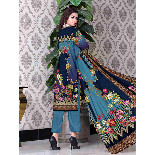 SAQAFAT Twill Digital Printed 3 Pcs Un-Stitched Suit - 3, Women, 3Pcs Shalwar Suit, Ulfat Textile, Chase Value