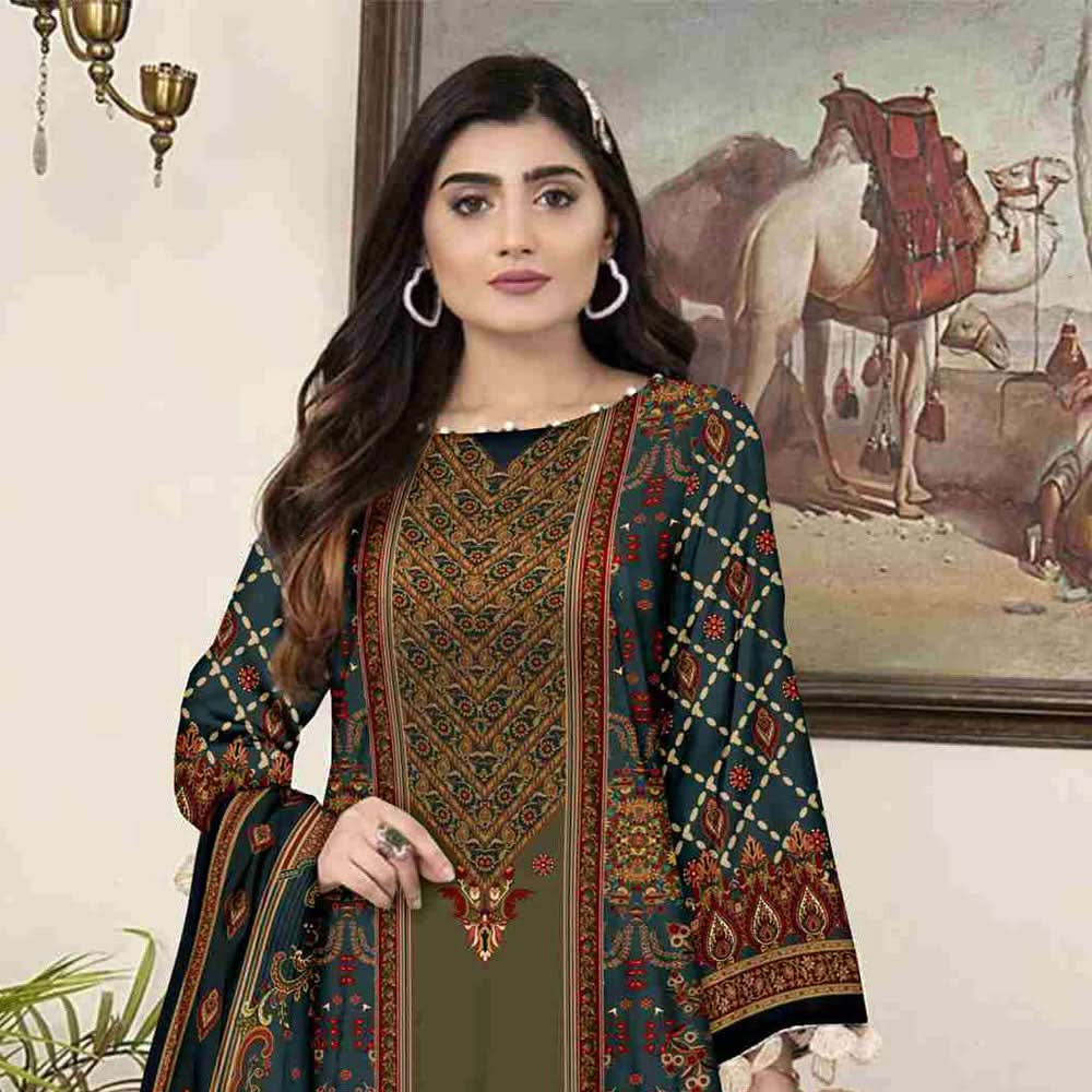 SAQAFAT Twill Digital Printed 3 Pcs Un-Stitched Suit - 4, Women, 3Pcs Shalwar Suit, Ulfat Textile, Chase Value