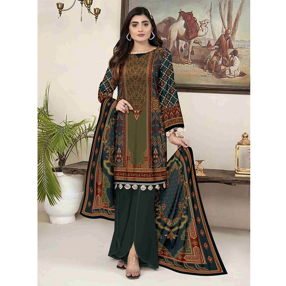 SAQAFAT Twill Digital Printed 3 Pcs Un-Stitched Suit - 4, Women, 3Pcs Shalwar Suit, Ulfat Textile, Chase Value