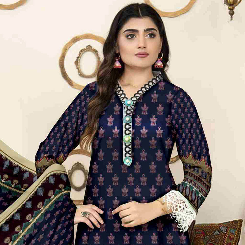 SAQAFAT Twill Digital Printed 3 Pcs Un-Stitched Suit - 5, Women, 3Pcs Shalwar Suit, Ulfat Textile, Chase Value