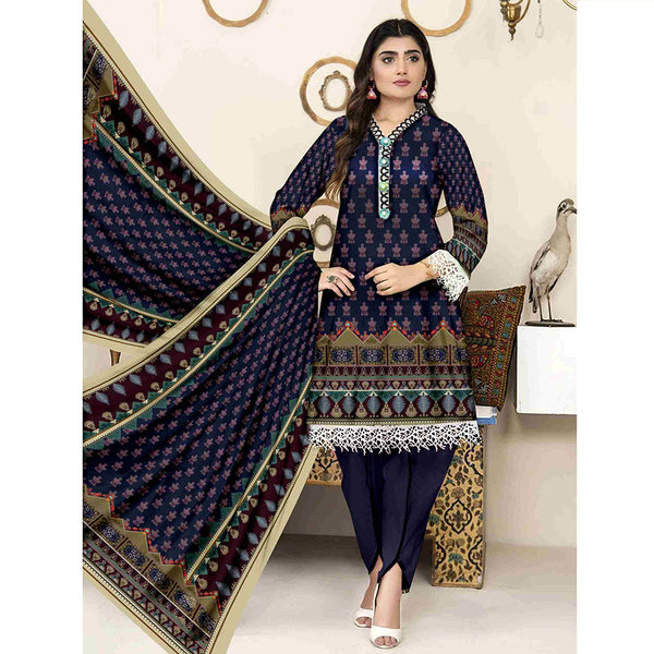 SAQAFAT Twill Digital Printed 3 Pcs Un-Stitched Suit - 5, Women, 3Pcs Shalwar Suit, Ulfat Textile, Chase Value