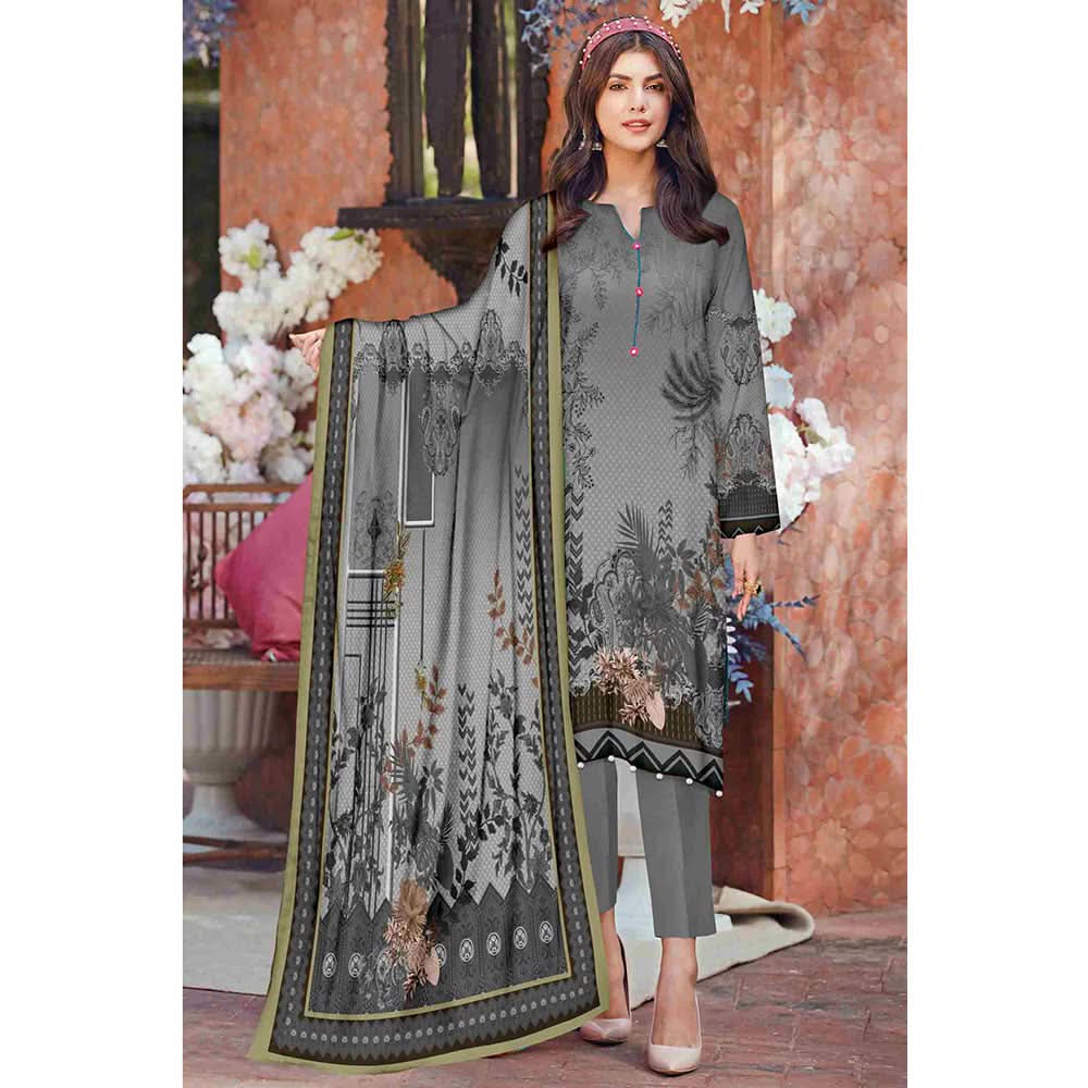 SAQAFAT Twill Digital Printed 3 Pcs Un-Stitched Suit - 7, Women, 3Pcs Shalwar Suit, Ulfat Textile, Chase Value