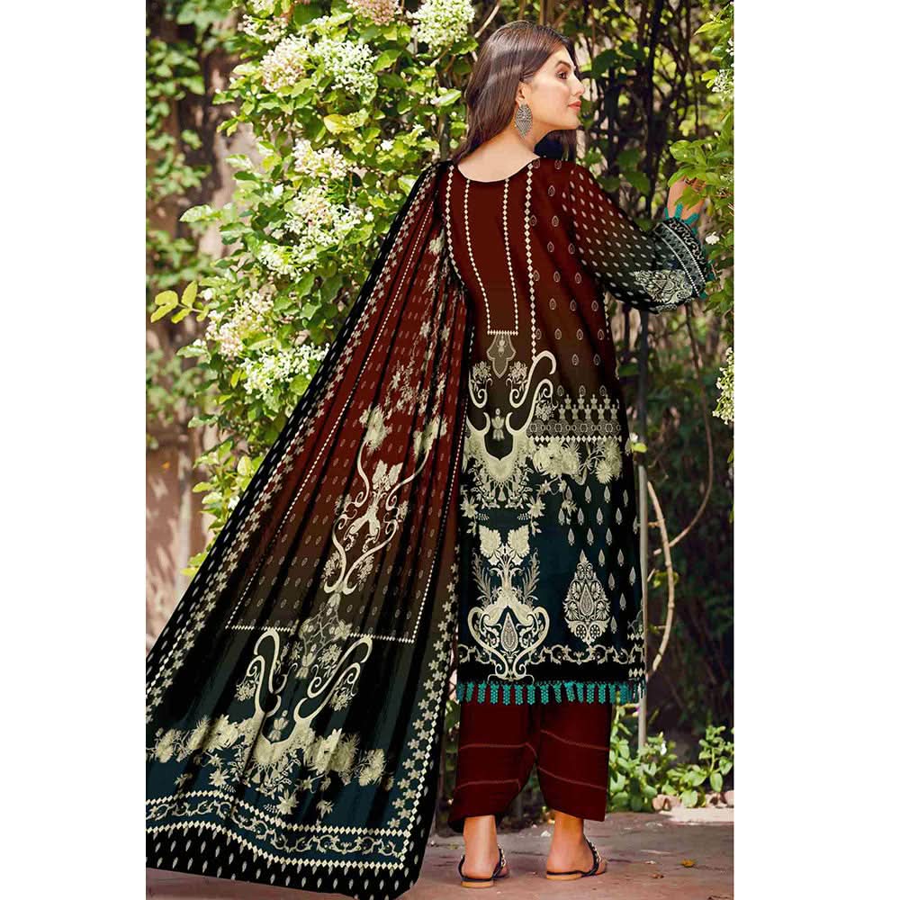 SAQAFAT Twill Digital Printed 3 Pcs Un-Stitched Suit - 8, Women, 3Pcs Shalwar Suit, Ulfat Textile, Chase Value