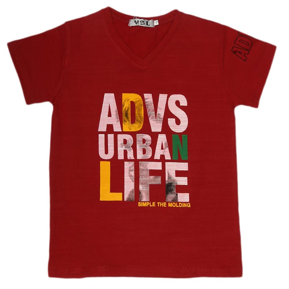 Boys Half Sleeves T-Shirt - Maroon, Kids, Boys T-Shirts, Chase Value, Chase Value