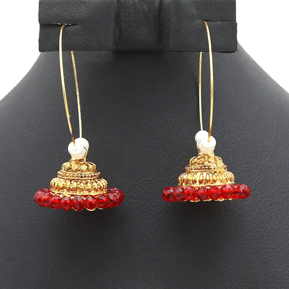 Bali Jhumki Maroon - A, Women, Earrings & Tops, Chase Value, Chase Value