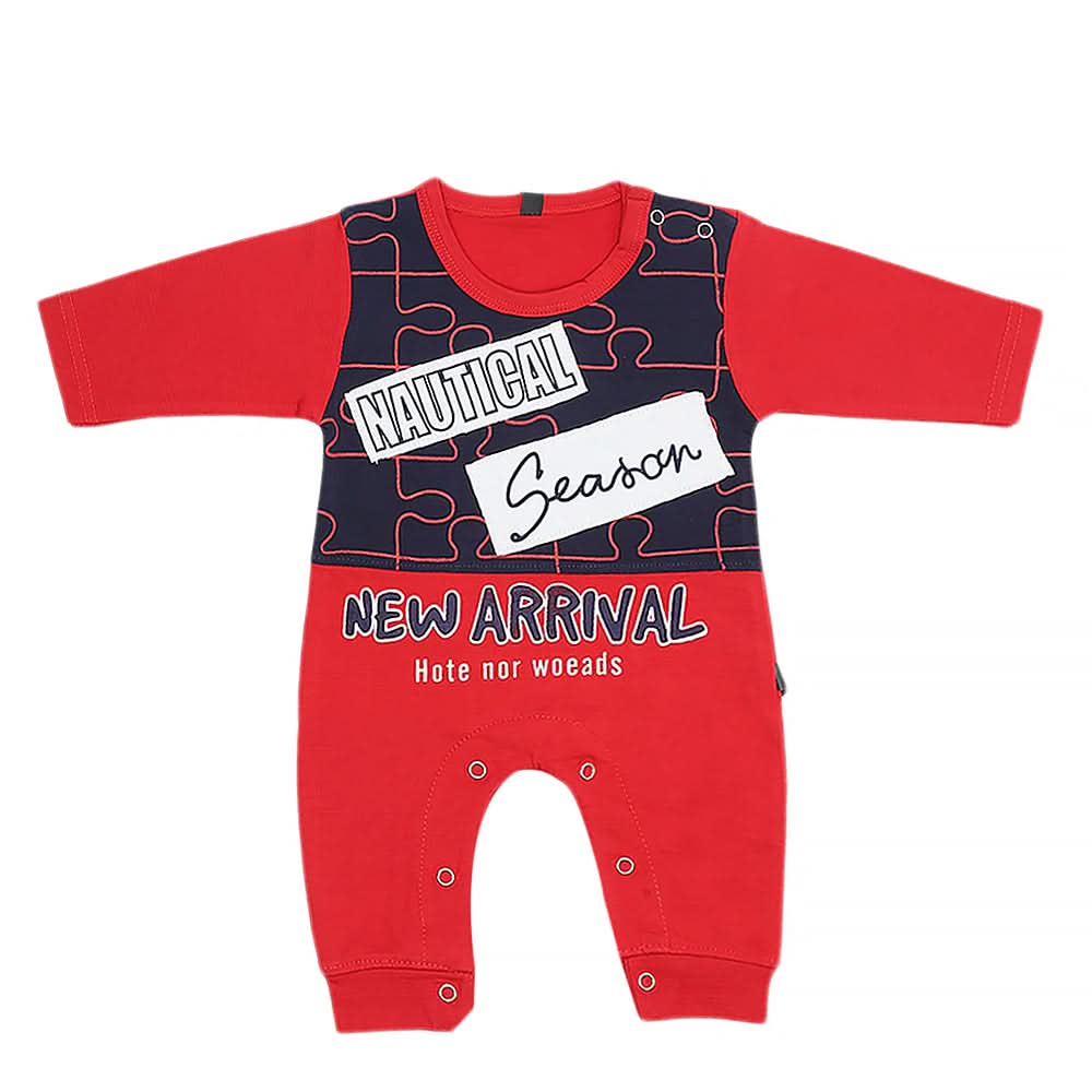 Newborn Boys Full Sleeves Romper - Red, Kids, New Born Boys Rompers, Chase Value, Chase Value