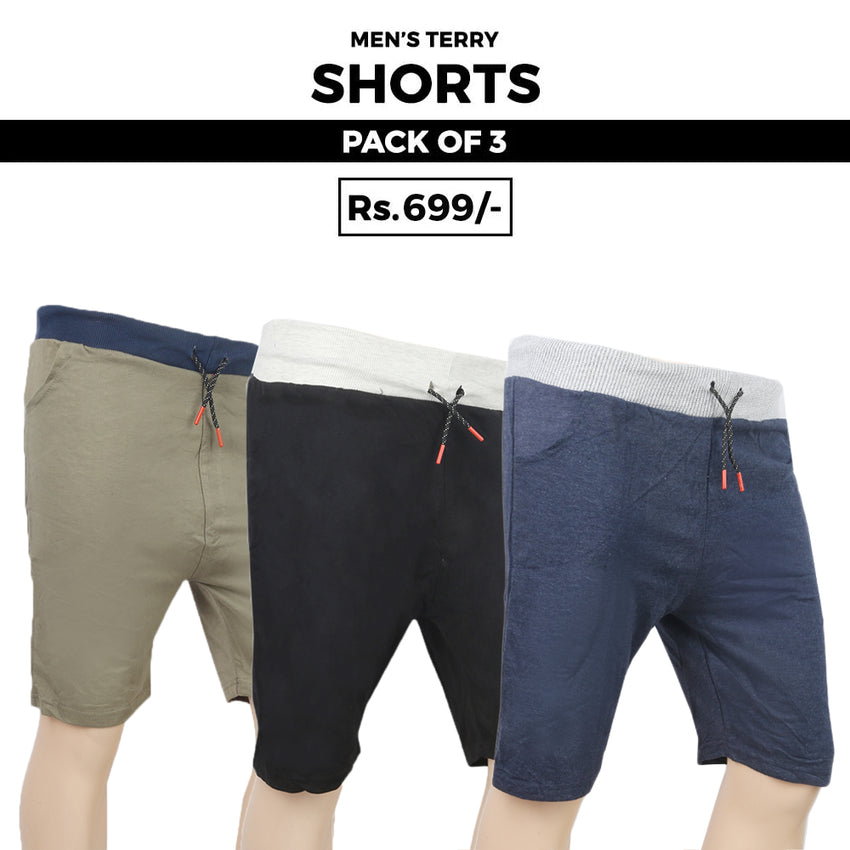 Men's Plain Short Pack Of 3 - Multi, Men, Shorts, Chase Value, Chase Value