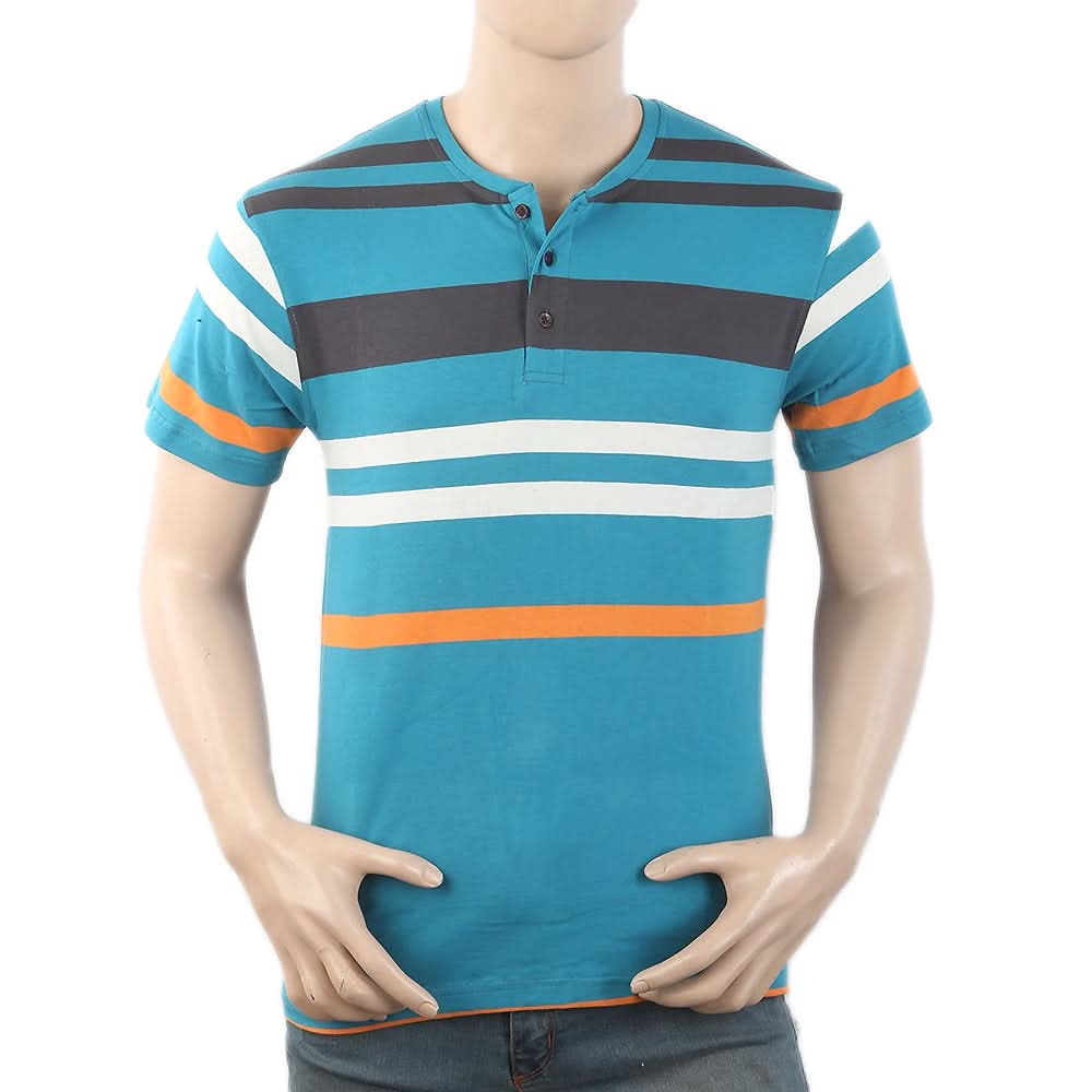 Men's Half Sleeves Placket T-Shirt - Sea Green, Men, T-Shirts And Polos, Chase Value, Chase Value