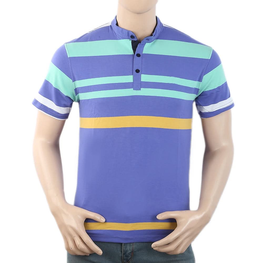 Men's Half Sleeves Placket T-Shirt - Royal Blue, Men, T-Shirts And Polos, Chase Value, Chase Value